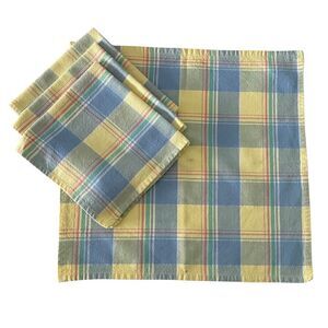Lot of 4 Fiesta Cloth Napkins Pastel Plaid  17.5" x  16.5" Cotton Dining